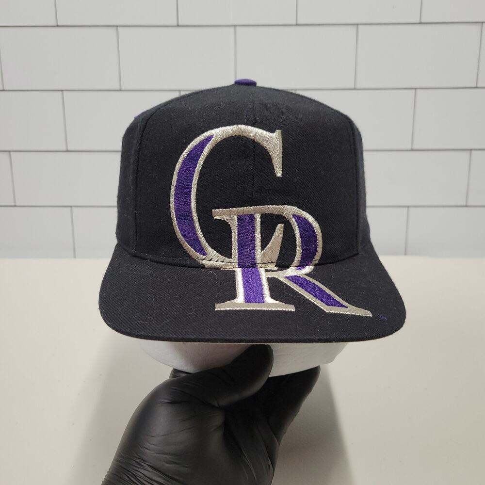 Vintage Colorado Rockies Monster Logo Signatures Snapback Hat MLB Wool Blend